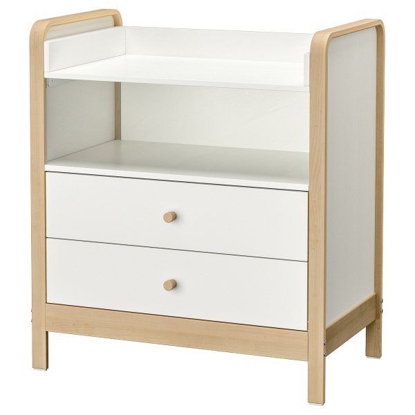 Changing Table/Chest Of Drawers, Birch/White  |  Nursery Furniture Baby Products Nursery Furniture