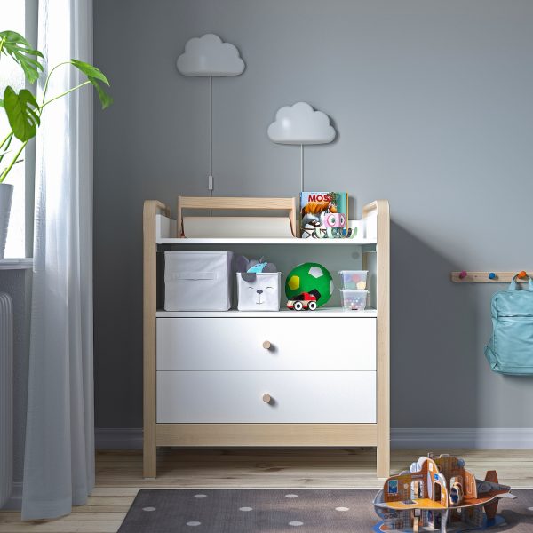 Changing Table/Chest Of Drawers, Birch/White  |  Nursery Furniture Baby Products Nursery Furniture