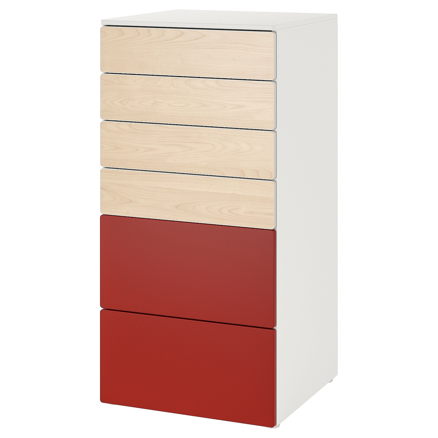 Chest Of 6 Drawers, White Birch/Red  |  Children’s Storage & Organisation Baby Products Children's Storage & Organisation