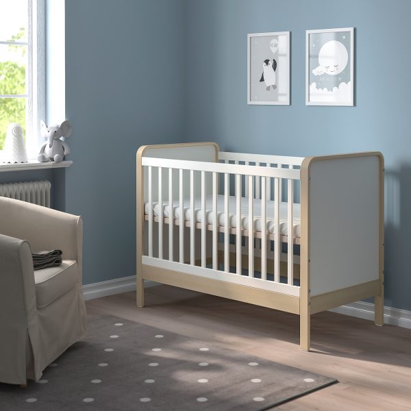 Cot, Birch/White  |  Nursery Furniture Baby Products Nursery Furniture