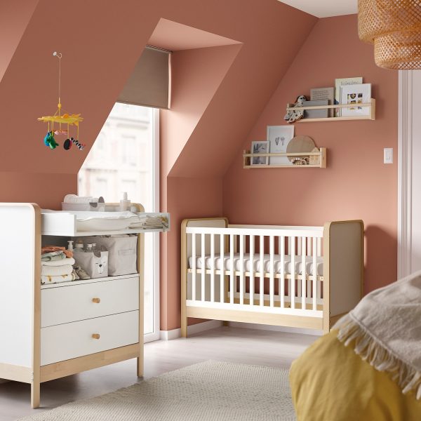 Cot, Birch/White  |  Nursery Furniture Baby Products Nursery Furniture