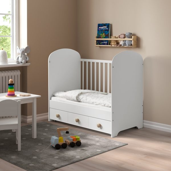 Cot With Drawer, White  |  Nursery Furniture Baby Products Nursery Furniture