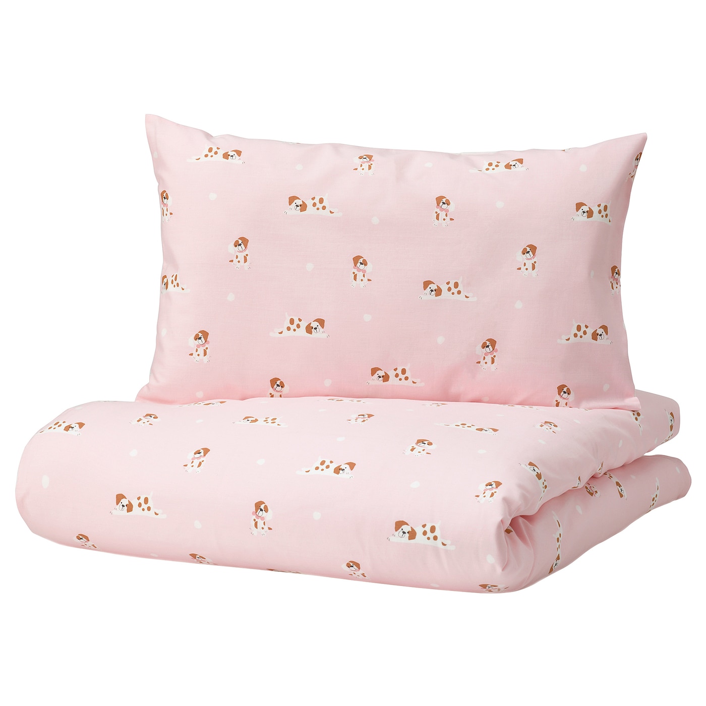 Duvet Cover 1 Pillowcase For Cot, Puppy Pattern/Pink  |  Baby Textiles Baby Products Baby Textiles