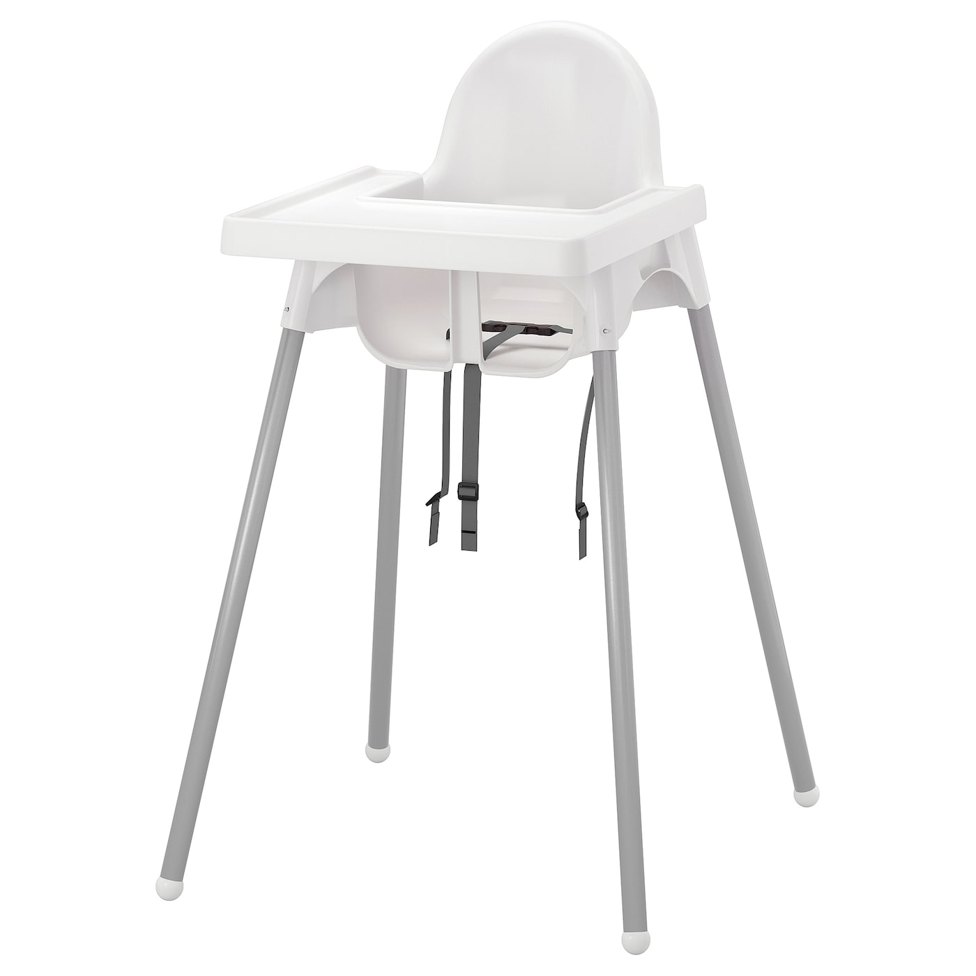 Highchair With Tray, White/Silver-Colour  |  Nursery Furniture Baby Products Nursery Furniture