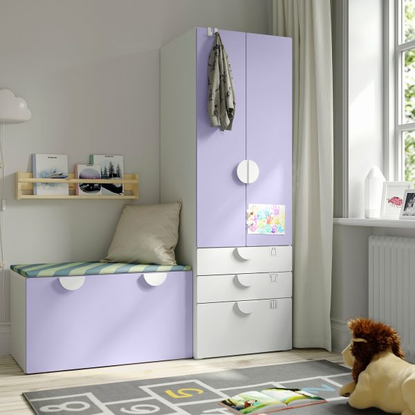 Storage Combination, White Lilac/With Bench  |  Children’s Storage & Organisation Baby Products Children's Storage & Organisation