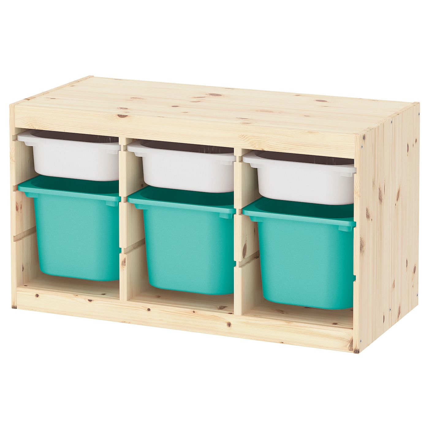 Storage Combination With Boxes, Light White Stained Pine White/Turquoise  |  Toy Storage Toy Storage Toy Storage