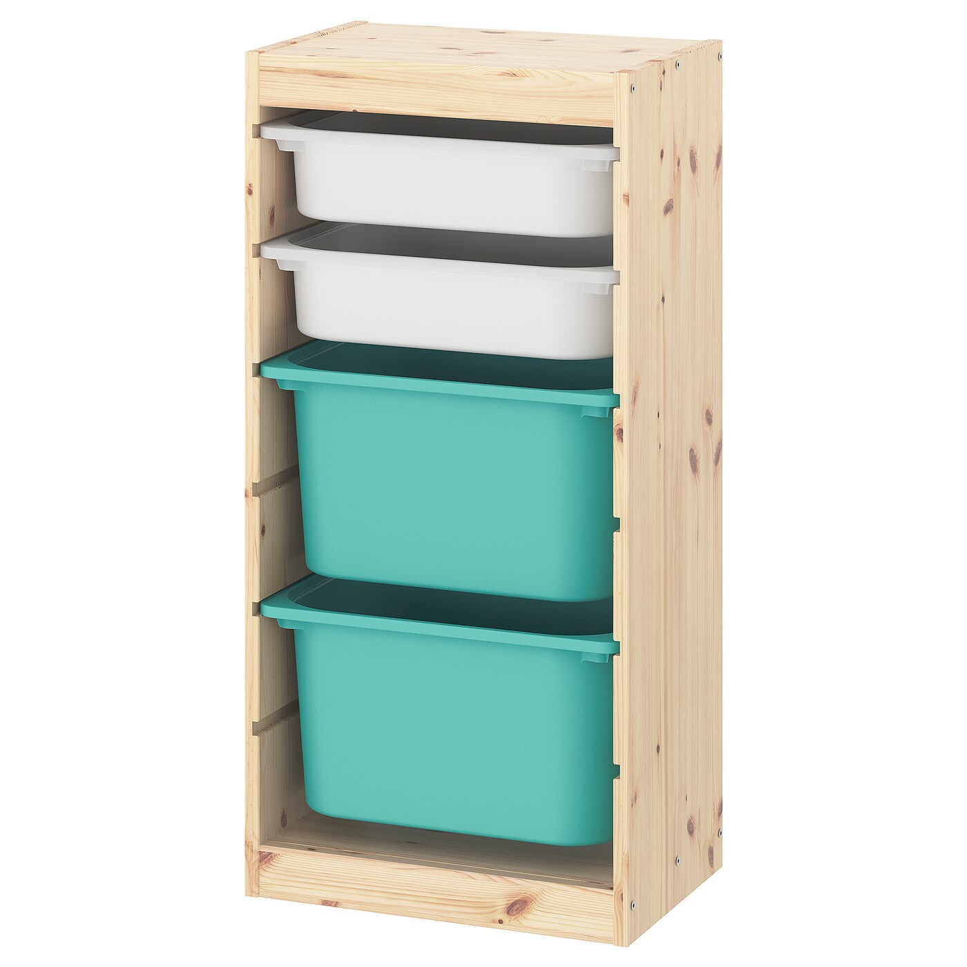 Storage Combination With Boxes, Light White Stained Pine White/Turquoise  |  Toy Storage Toy Storage Toy Storage