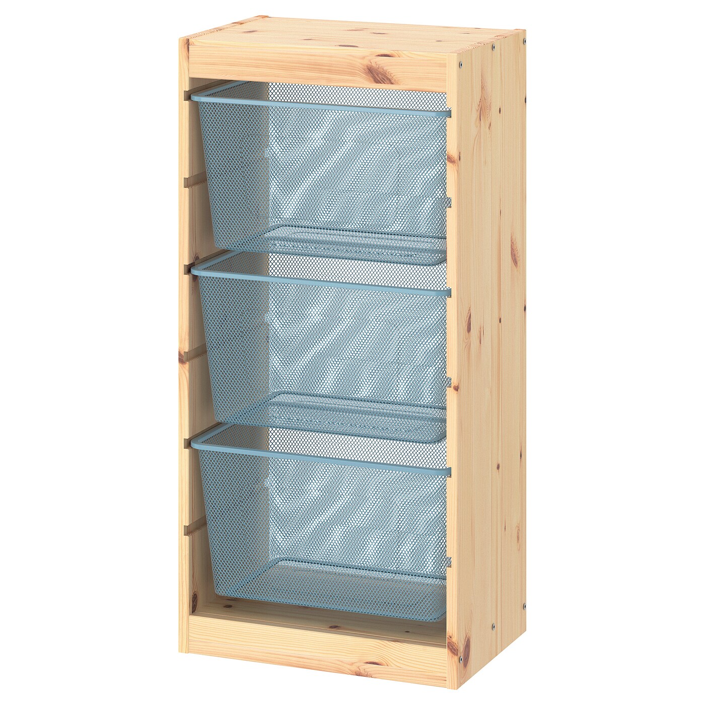 Storage Combination With Boxes, Light White Stained Pine/Grey-Blue  |  Toy Storage Toy Storage Toy Storage