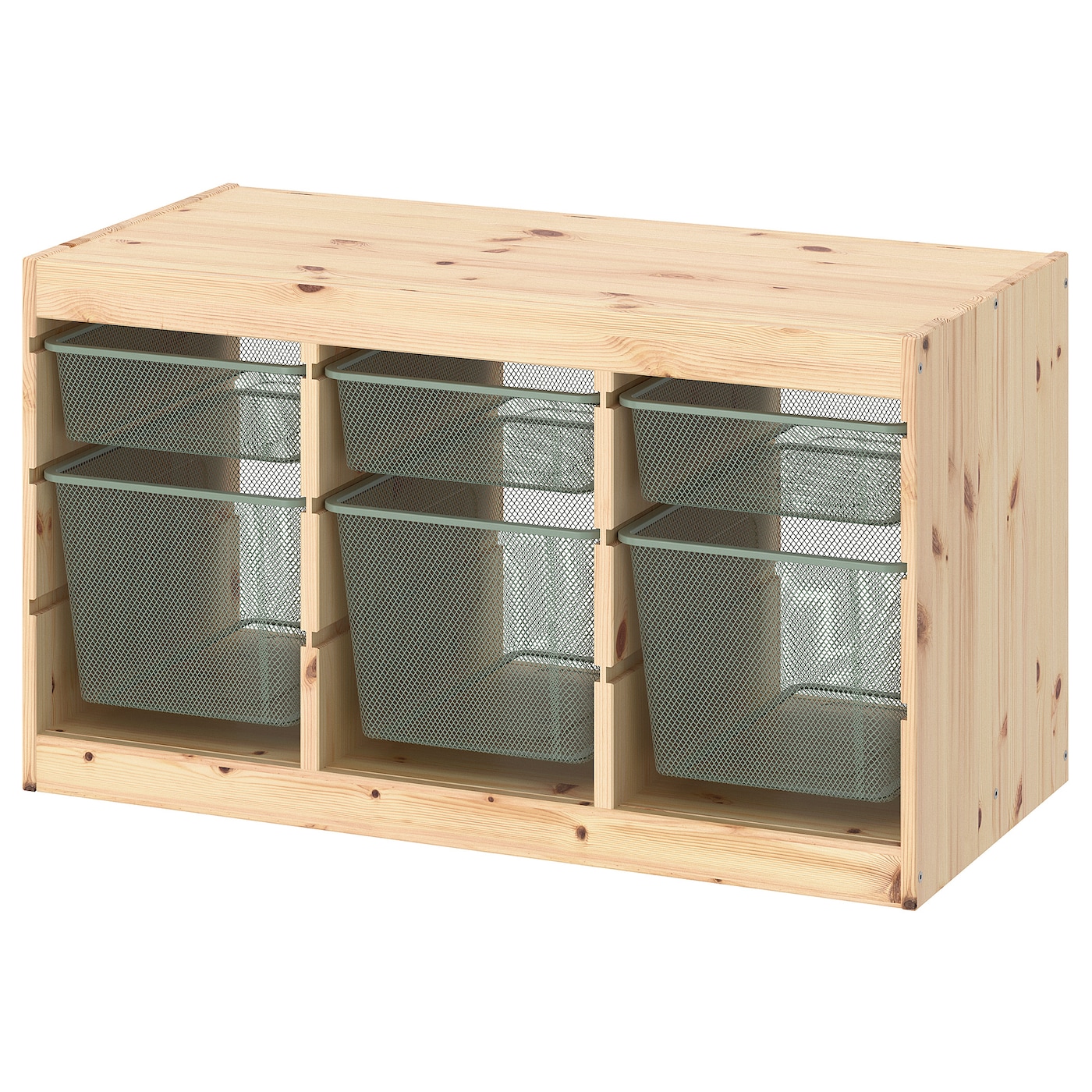 Storage Combination With Boxes, Light White Stained Pine/Light Green-Grey  |  Toy Storage Toy Storage Toy Storage