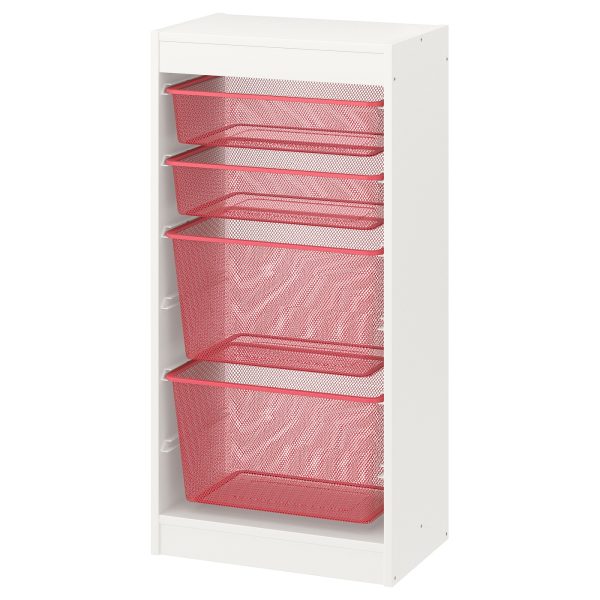 Storage Combination With Boxes, White/Light Red  |  Toy Storage Toy Storage Toy Storage