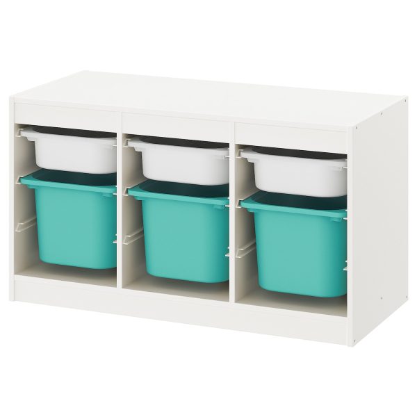 Storage Combination With Boxes, White/Turquoise  |  Toy Storage Toy Storage Toy Storage