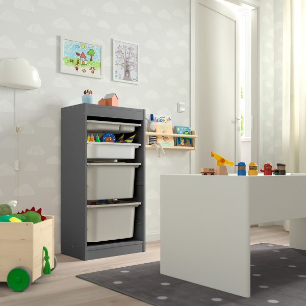 Storage Combination With Boxes/Tray, Grey Grey/White  |  Toy Storage Toy Storage Toy Storage