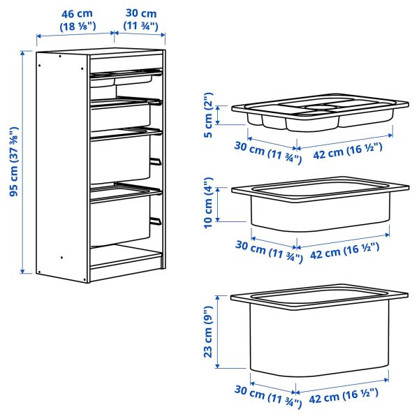 Storage Combination With Boxes/Tray, Grey Grey/White  |  Toy Storage Toy Storage Toy Storage