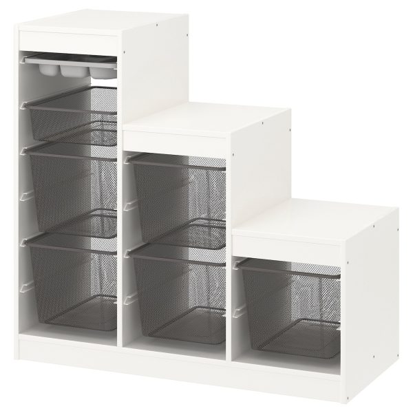 Storage Combination With Boxes/Tray, White Grey/Dark Grey  |  Toy Storage Toy Storage Toy Storage