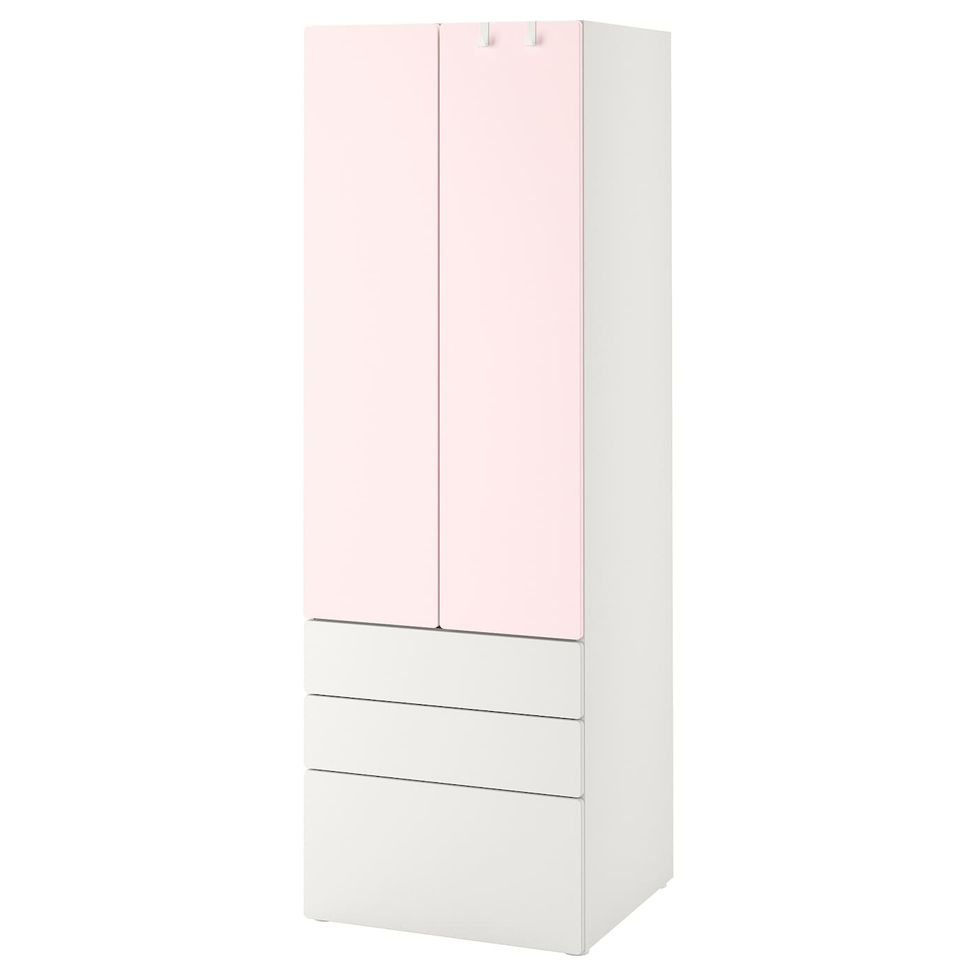 Wardrobe, White Pale Pink/With 3 Drawers  |  Children’s Storage & Organisation Baby Products Children's Storage & Organisation