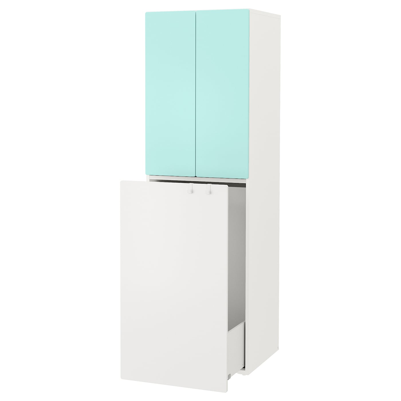 Wardrobe With Pull-Out Unit, White Pale Turquoise/With Clothing Rod  |  Children’s Storage & Organisation Baby Products Children's Storage & Organisation