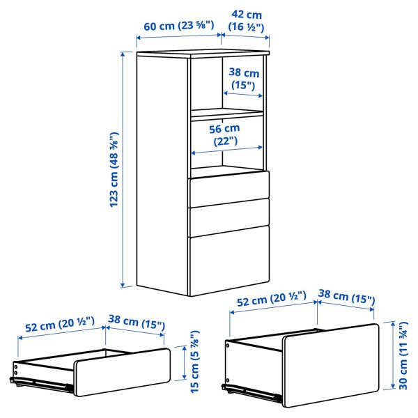 Bookcase, White Pale Pink/With 3 Drawers  |  Children’s Storage & Organisation Baby Products Children's Storage & Organisation