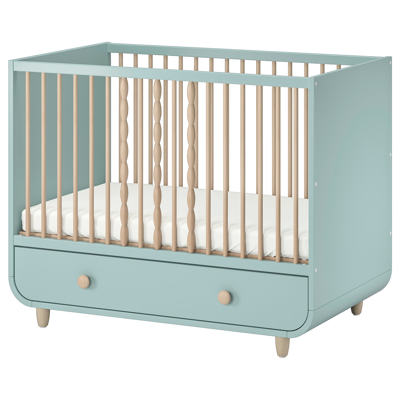 Cot With Drawer, Light Turquoise  |  Nursery Furniture Baby Products Nursery Furniture