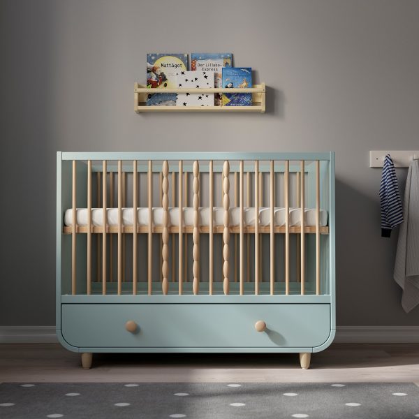 Cot With Drawer, Light Turquoise  |  Nursery Furniture Baby Products Nursery Furniture