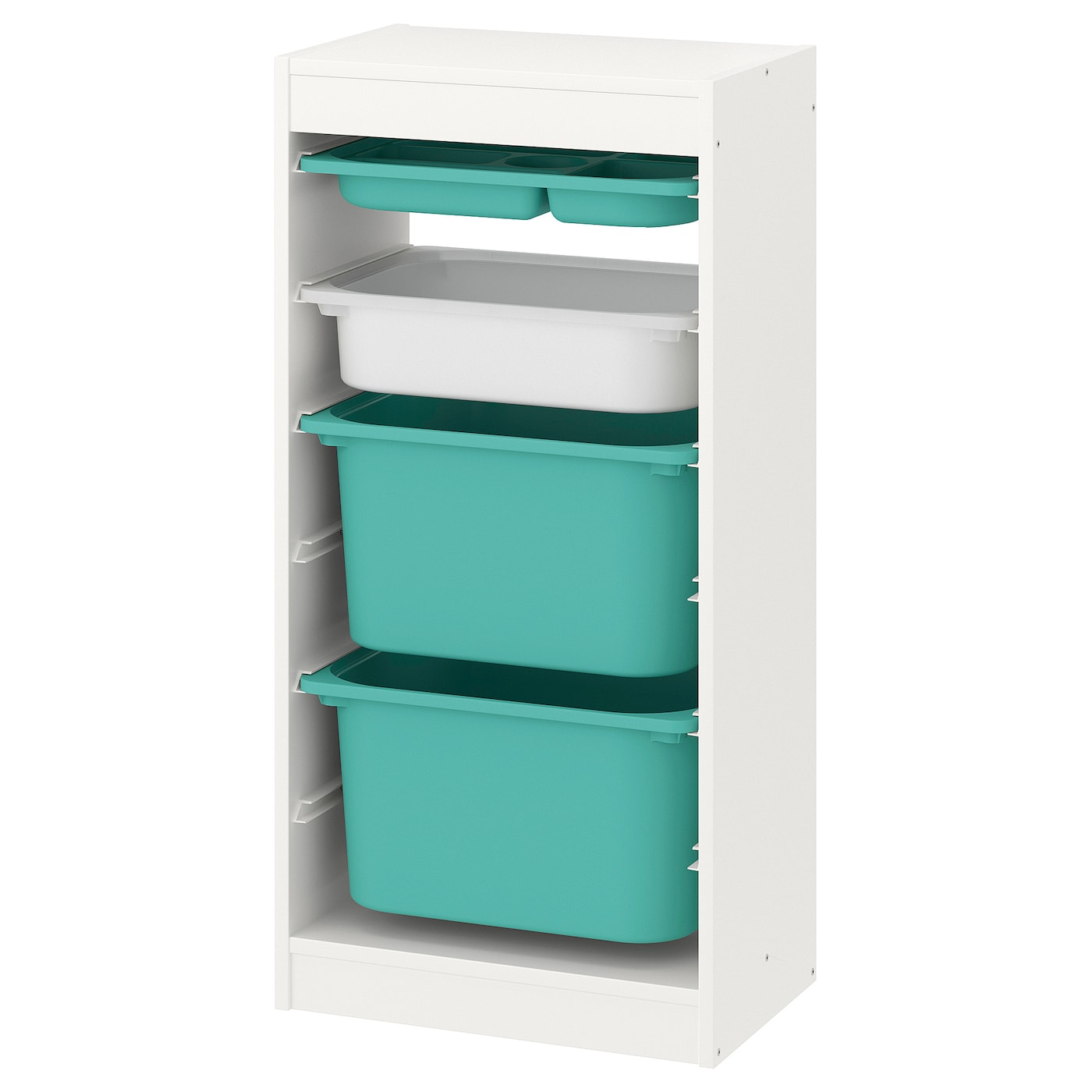 Storage Combination With Boxes/Tray, White Turquoise/White  |  Toy Storage Toy Storage Toy Storage