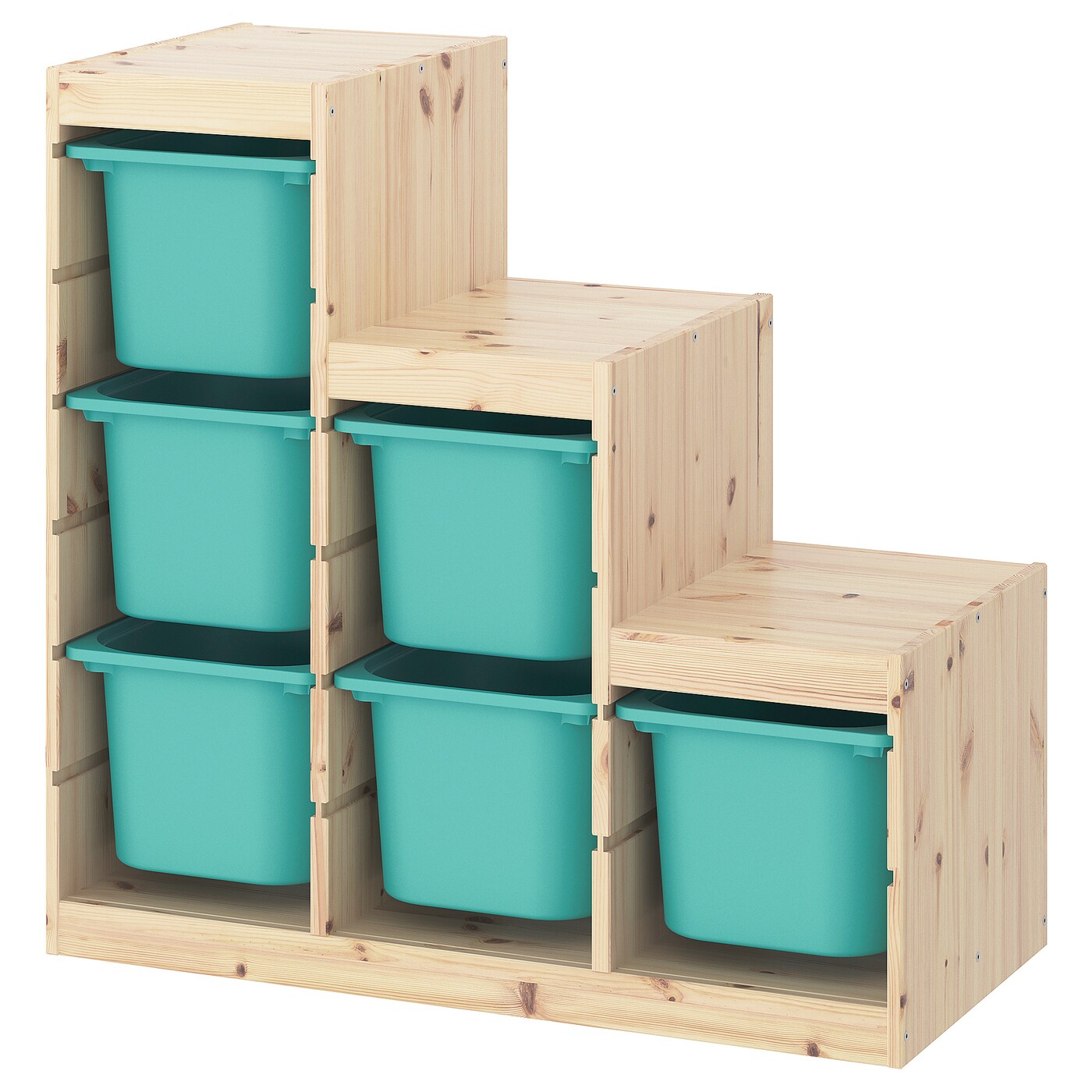 Storage Combination, Light White Stained Pine/Turquoise  |  Toy Storage Toy Storage Toy Storage