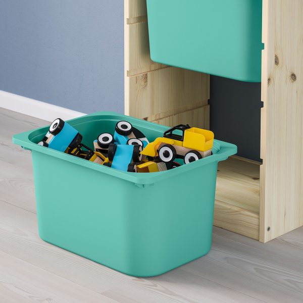 Storage Combination With Boxes, Light White Stained Pine/Turquoise  |  Toy Storage Toy Storage Toy Storage