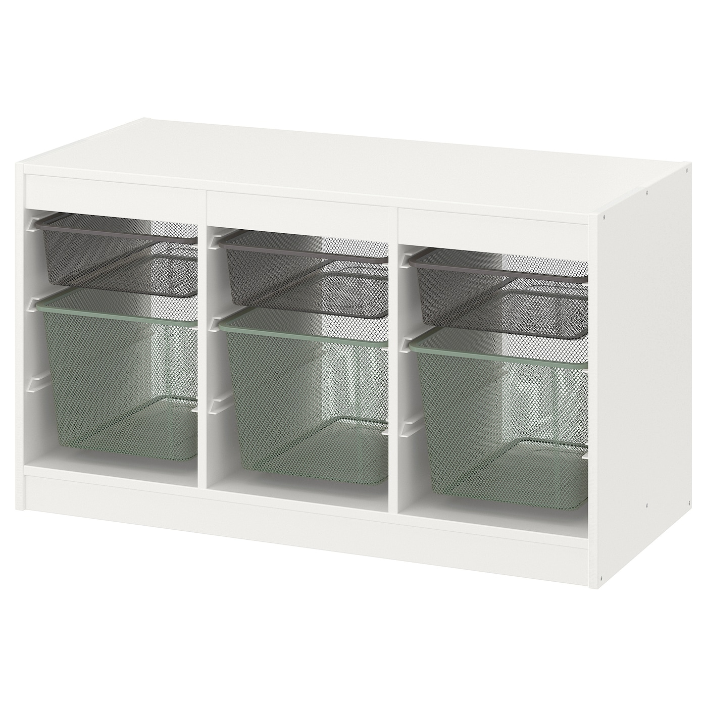 Storage Combination With Boxes, White Dark Grey/Light Green-Grey  |  Toy Storage Toy Storage Toy Storage