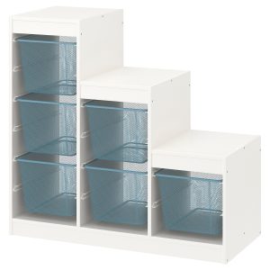 Storage Combination With Boxes, White/Grey-Blue  |  Toy Storage